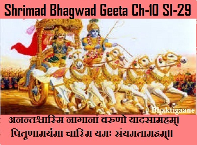Shrimad Bhagwad Geeta Chapter-10 Sloka-29 Anantashchaasmi Naagaanaan Varuno Yaadasaamaham.