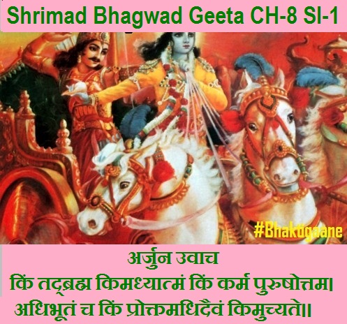 Shrimad Bhagwad Geeta Chapter-8 Sloka 1 Kin Tadbrahm Kimadhyaatman Kin Karm Purushottam.