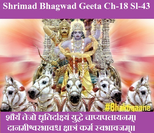 Shrimad Bhagwad Geeta Chapter-18 Sloka-43   Shauryan Tejo Dhrtirdaakshyan Yuddhe Chaapyapalaayanam.
