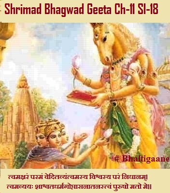 Shrimad Bhagwad Geeta Chapter-11 Sloka-18 Tvamaksharan Paraman Veditavyantvamasy Vishvasy Paran Nidhaanam