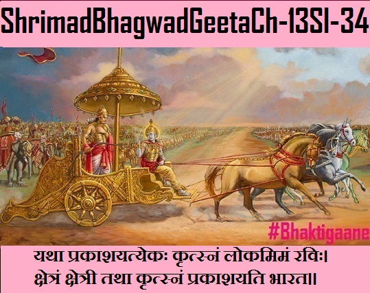 Shrimad Bhagwad Geeta Chapter-13 Sloka-34 yatha prakaashayatyekah krtsnan lokamiman ravih