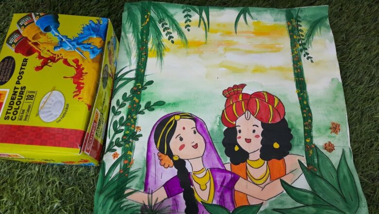 Radha Krishna Drawing And Colouring Idea For Holi @CraftLas Aarti Gupta